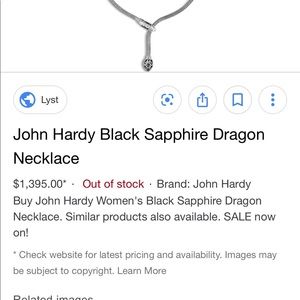 John Hardy Black Sapphire Dragonhead Necklace